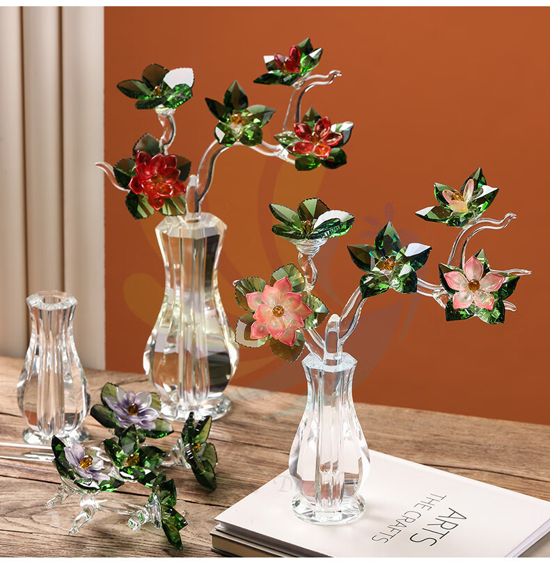 恋永旭玻璃花瓶杜鹃花摆件客厅电视酒柜室内家居装饰品情人节结婚送礼