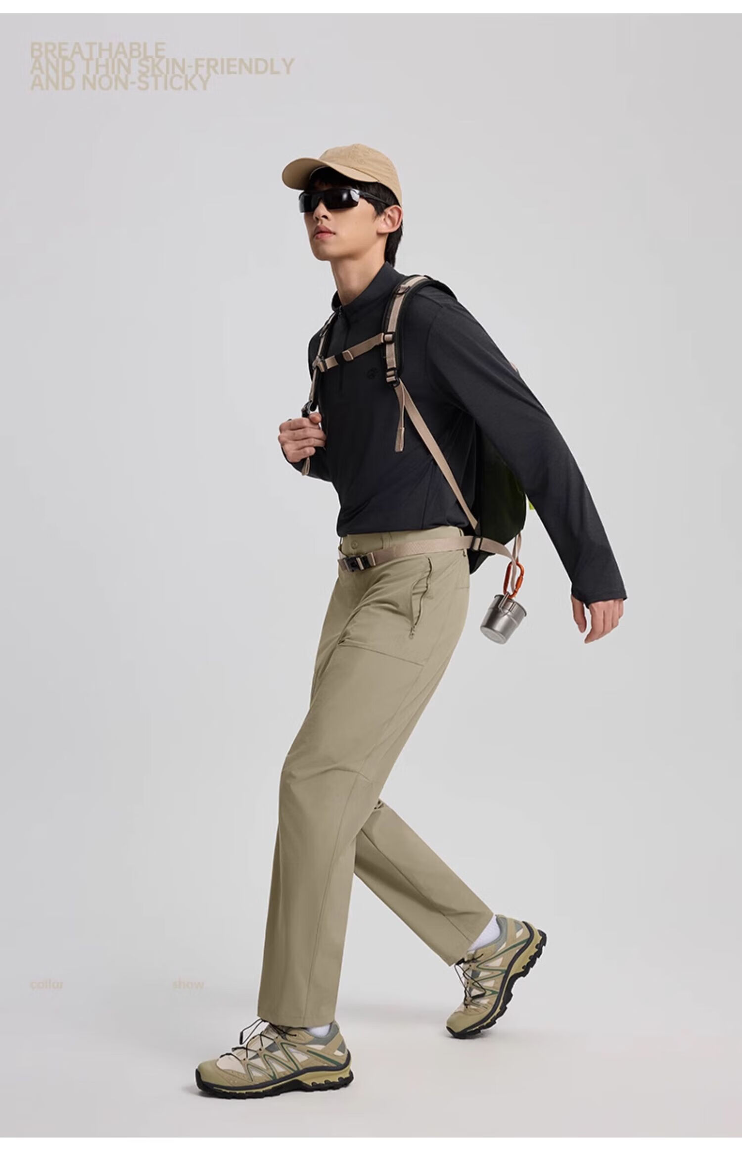 TECTOP Men's Outdoor Casual Pants Spring Summer Breathable Stretch Hiking Softshell Work Pants Sand Color M 16