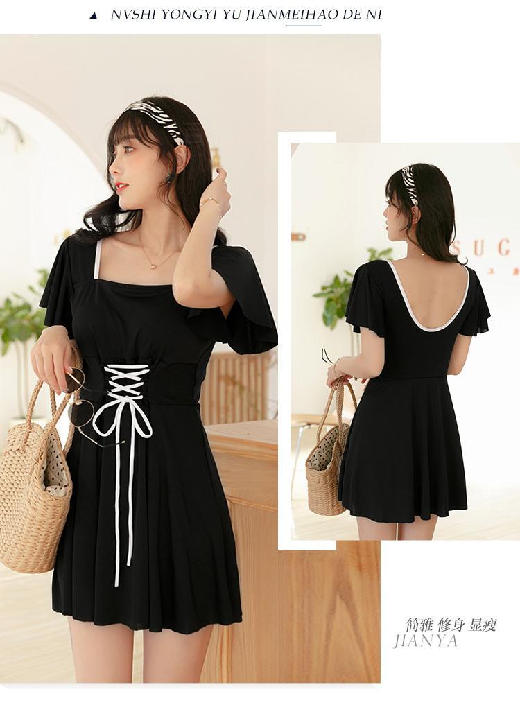 cabin kathy大码泳衣女显瘦遮肚微胖女孩连体夏保守中长款裙式性感