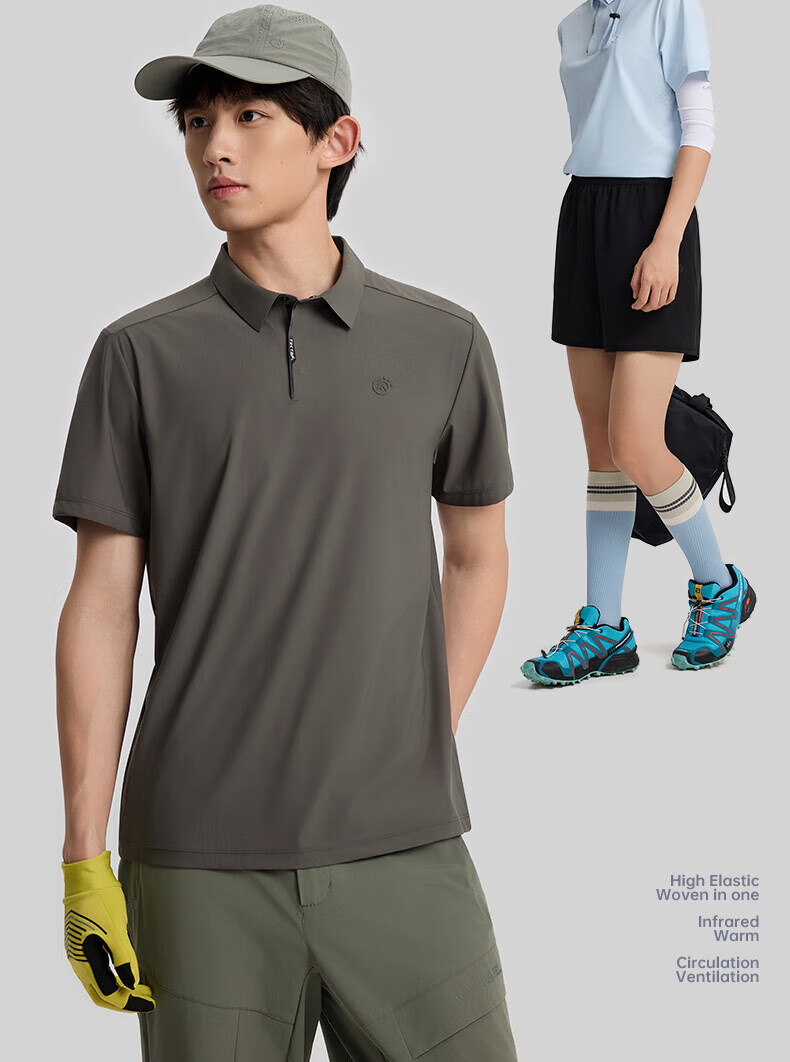 TECTOP Women's Dawn Gray Quick-Dry Short Sleeve Polo Shirt Summer Sun Protection Ice Silk Cooling S 4