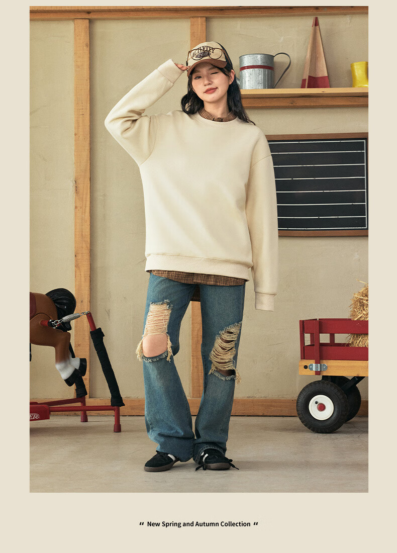 VANCL Men's Crew Neck Sweatshirt Spring and Autumn Plus Size Long Sleeve Shirt Winter Base Layer Navy Blue 2XL 7