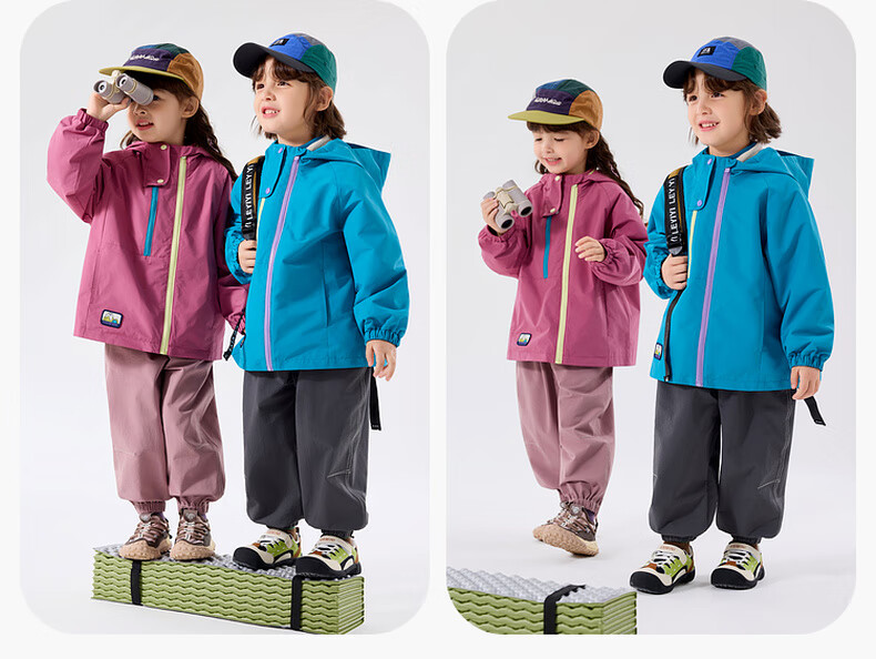 Dudu Kids [Three-Proof Softshell] Baby Three-Way Wear Autumn Boys' Outdoor Jacket Autumn Girls' Top Children's Fashion Pink 100 19