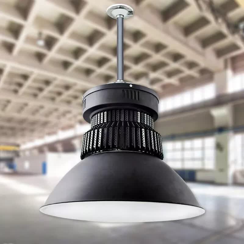 黑色鳍片工矿灯led厂房灯车间仓库50w车间超市体育馆照明100w 吊链款