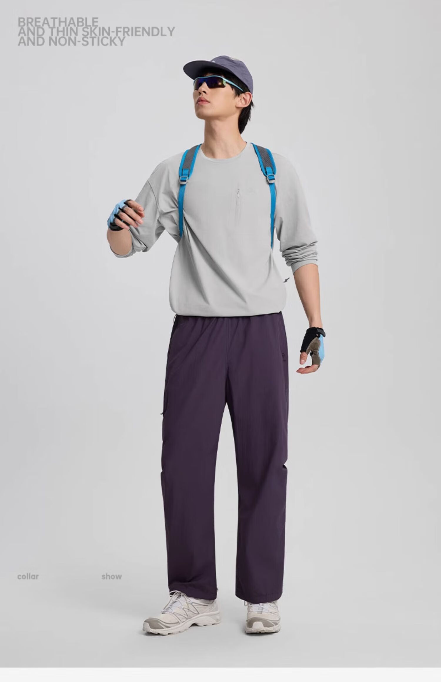 TECTOP Men's Outdoor Casual Pants Spring Summer Sun Protection Lightweight Breathable Windproof Water-Repellent Loose Fit Long Pants Cloud Ink Black M 29