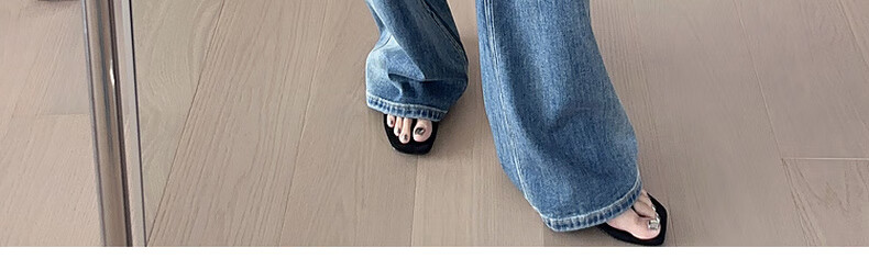 MEIYANG Jelly Denim Jeans Double Core Yarn Elastic Draped Vintage Wide-Leg Pants Blue Regular Fit L 19