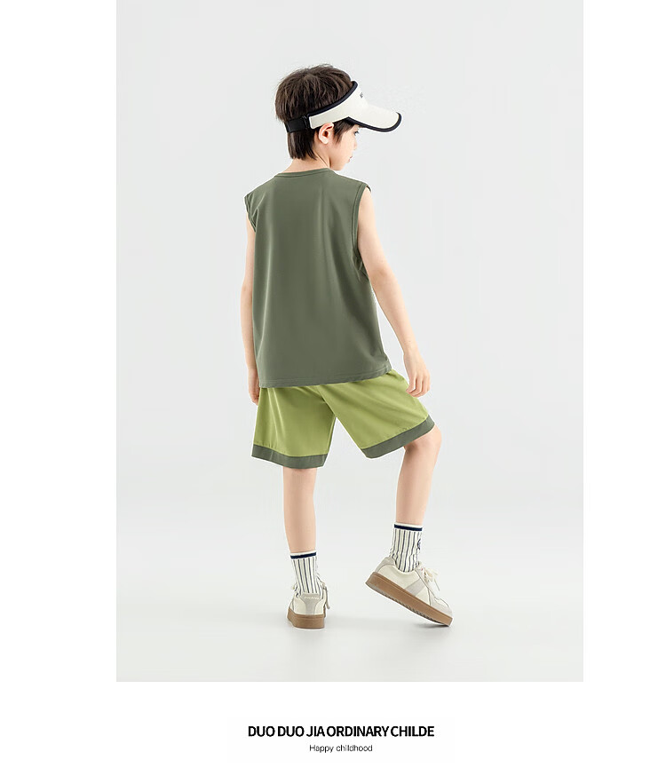 Duoduojia [Smooth And Skin-Friendly] Boys' Running Sports Set, Summer Fitness Training Children's Vest Shorts, Breathable Two-Piece 24