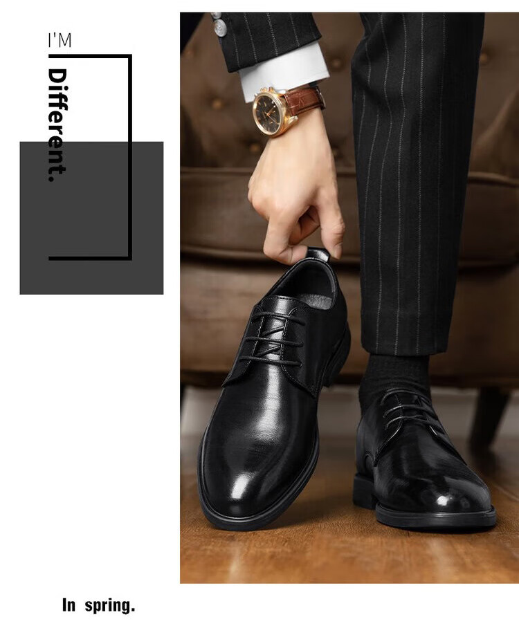 Hengyuanxiang Men's Business Casual Lace-up Derby Dress Work Wedding Shoes J6325 Black 41 4