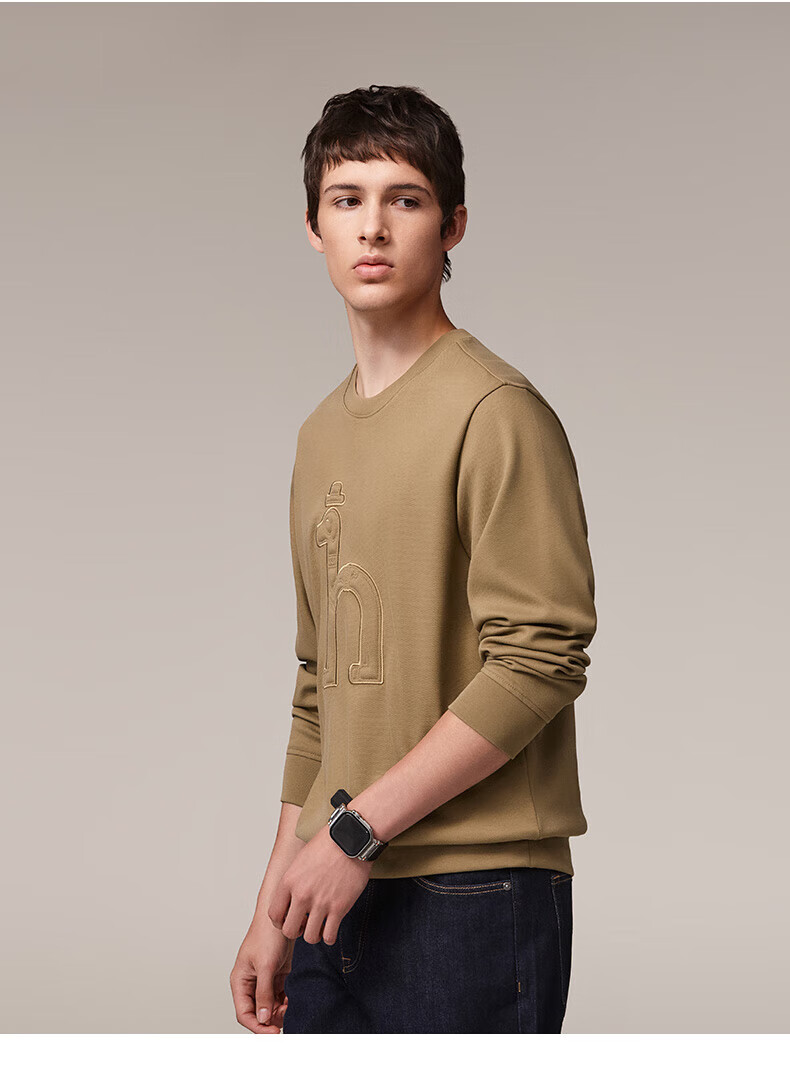 HAZZYS Men's Long-Sleeve Clothing, Casual Men's Top, Round Neck Sweatshirt for Men, ABTZE0CCF02, Camel Color, Size M 7