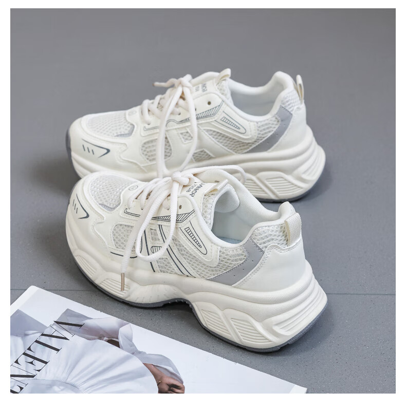 Global Casual 2024 New Mesh Dad Shoes for Women Korean Style Popular Student Shoes Fashionable Versatile Thick-soled Sneakers 12