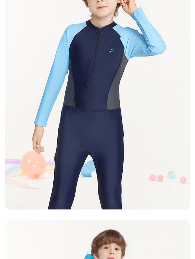 Anta Kids One-Piece Swimsuit New Long Sleeve Boys Girls Sun Protection Professional Training Swimwear for Girls Size 150 17