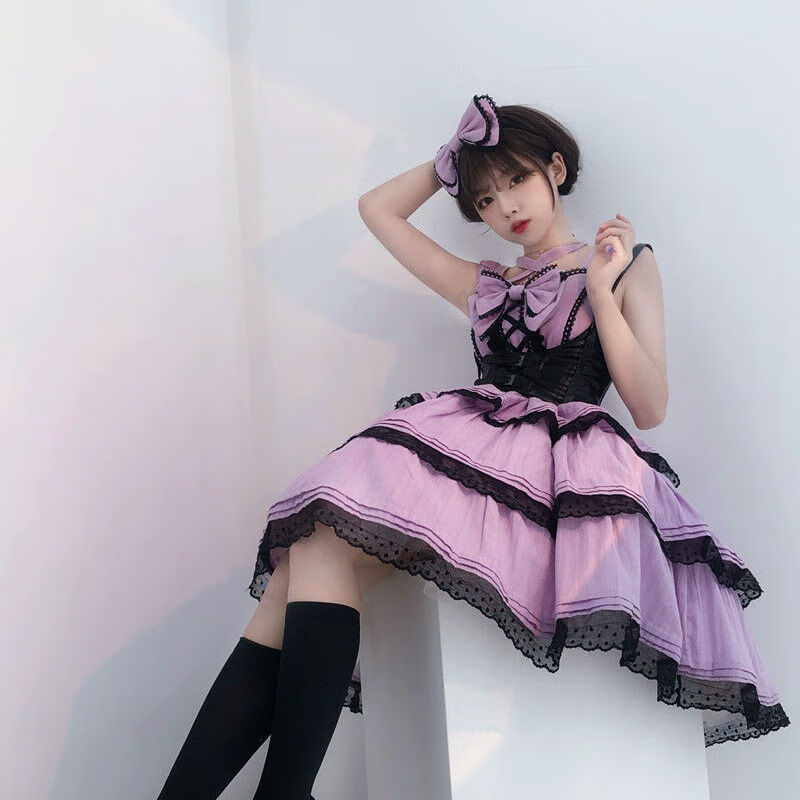 连衣裙子女夏季女装 白糖少女~原创设计lolita甜辣妹风吊带jsk连衣裙