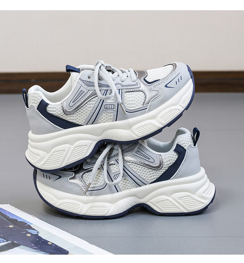 Global Casual 2024 New Mesh Dad Shoes for Women Korean Style Popular Student Shoes Fashionable Versatile Thick-soled Sneakers 5