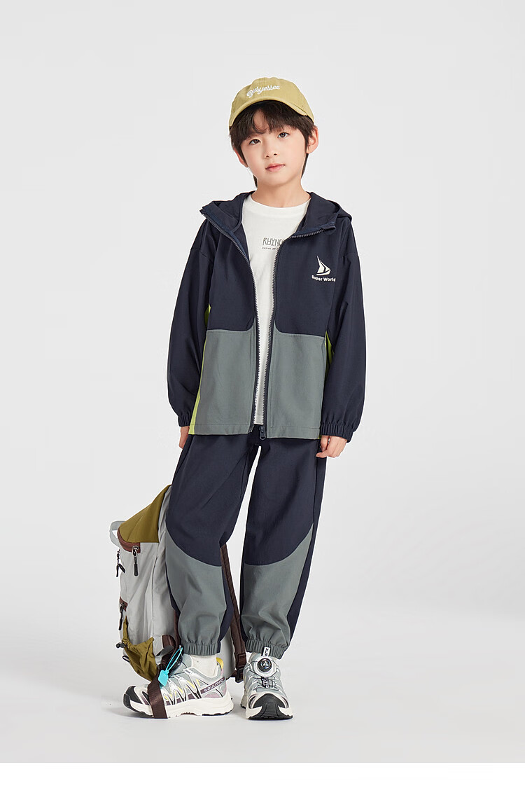 Duoduo Boys Trendy Spring Autumn Set Outdoor Softshell Jacket and Sports Pants Kids Stylish Patchwork Two-Piece 8