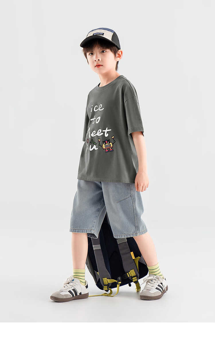 Duoduo Home [Skin-friendly Cooling, Breathable] Boys' T-Shirt 2026 Summer Children's Comfortable Cotton Loose Fit Crew Neck Short Sleeve 40