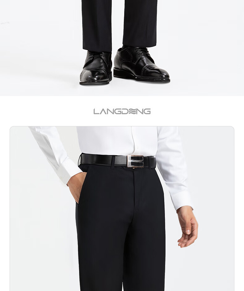 Langdeng Business Men's Formal Dress Pants Spring Autumn New Easy-Care Straight-Leg Commuter Suit Trousers for Men 11