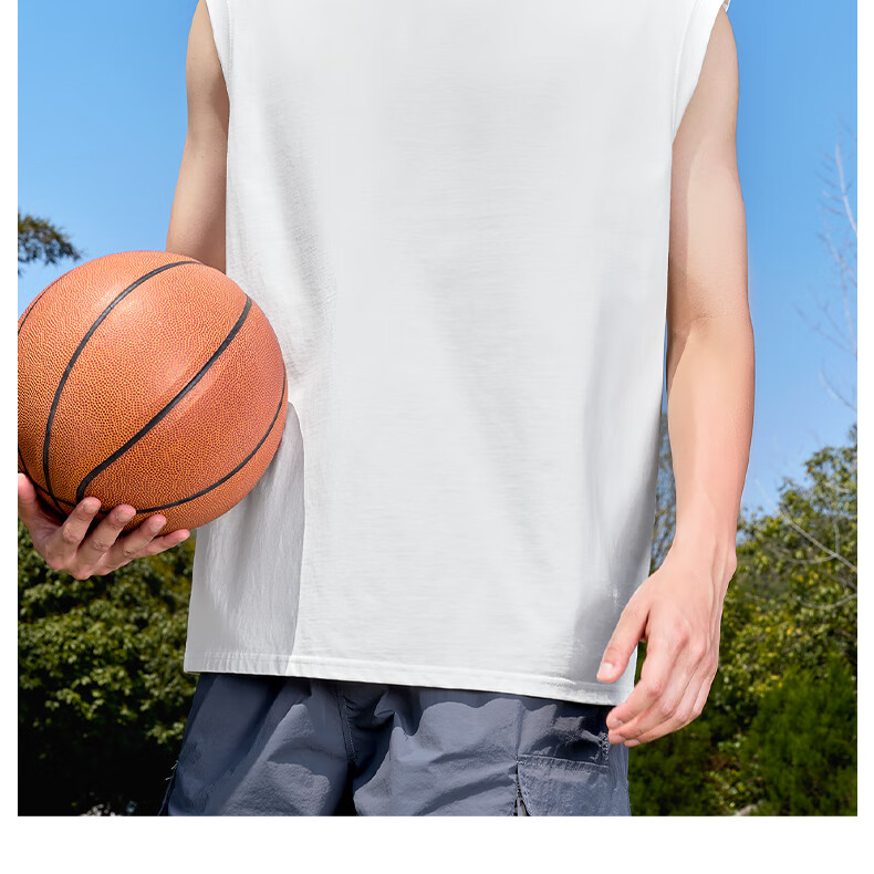 MINISO Men's Summer New Youth American Casual Vest Sports Pure Cotton Sleeveless T-Shirt Light Gray L 22