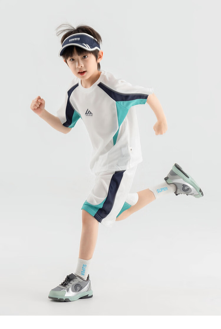Duoduojia Boys' Trendy Summer Sportswear Set, 2026 New Style Children's Breathable Running T-Shirt And Shorts Two-Piece Suit 20