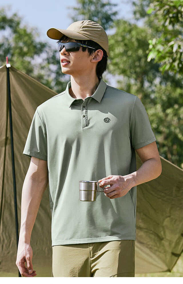 TECTOP Men's Breathable Outdoor Sports Ice Silk Cooling Polo T-Shirt Short Sleeve Cloud Ink Black XL 19