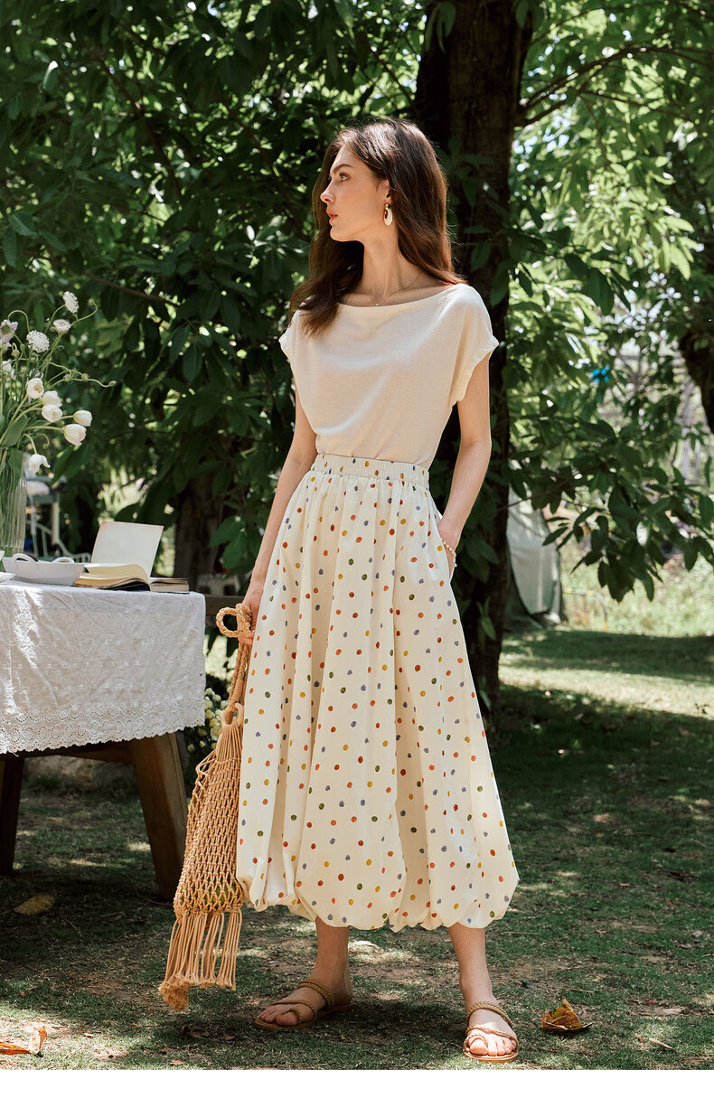 Olrain European Style Elegant Off-Shoulder Slim Fit T-Shirt Women Summer Slimming Youthful Top Apricot XL 18