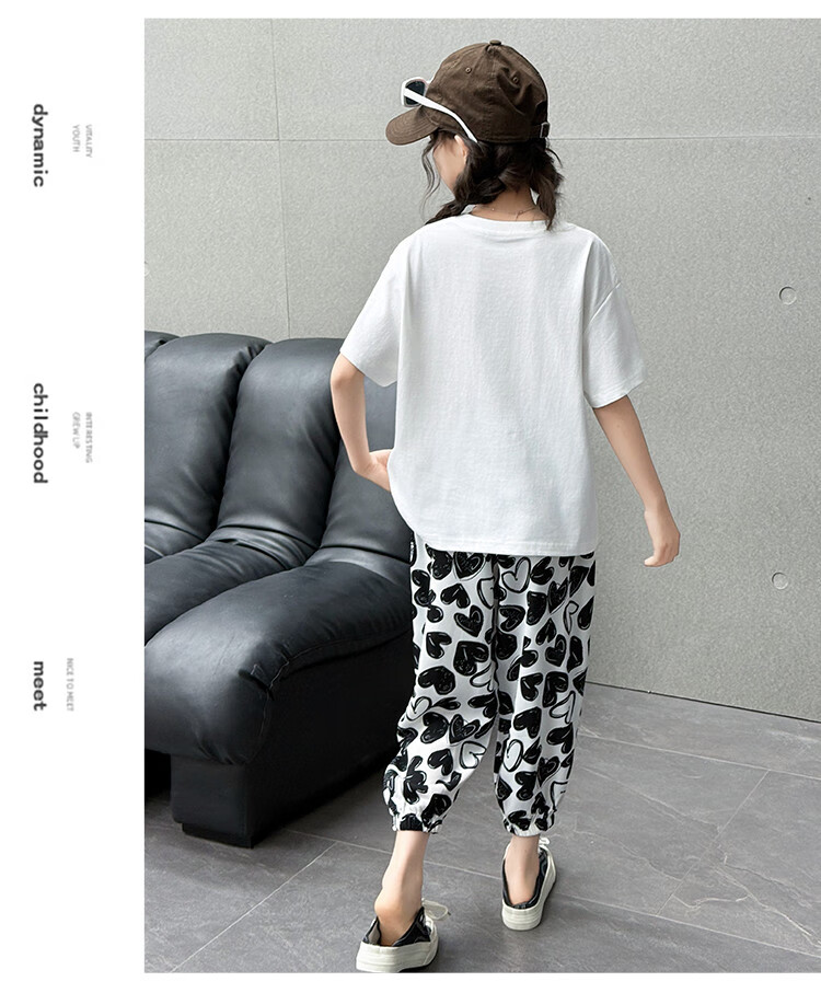 Mumuwu Girls' Summer Outfit, 2026 New Stylish Collection, Casual Short-Sleeve T-Shirt for Older Children, Two-Piece Summer Wear for Kids 5