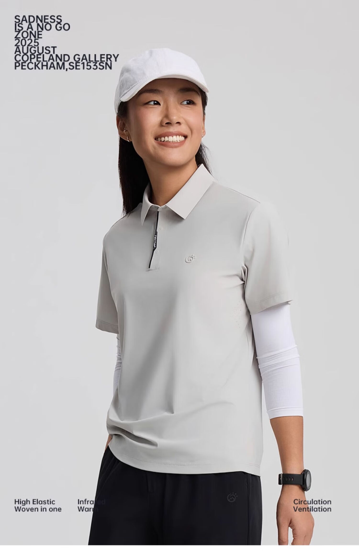 TECTOP Women's Dawn Gray Quick-Dry Short Sleeve Polo Shirt Summer Sun Protection Ice Silk Cooling S 42