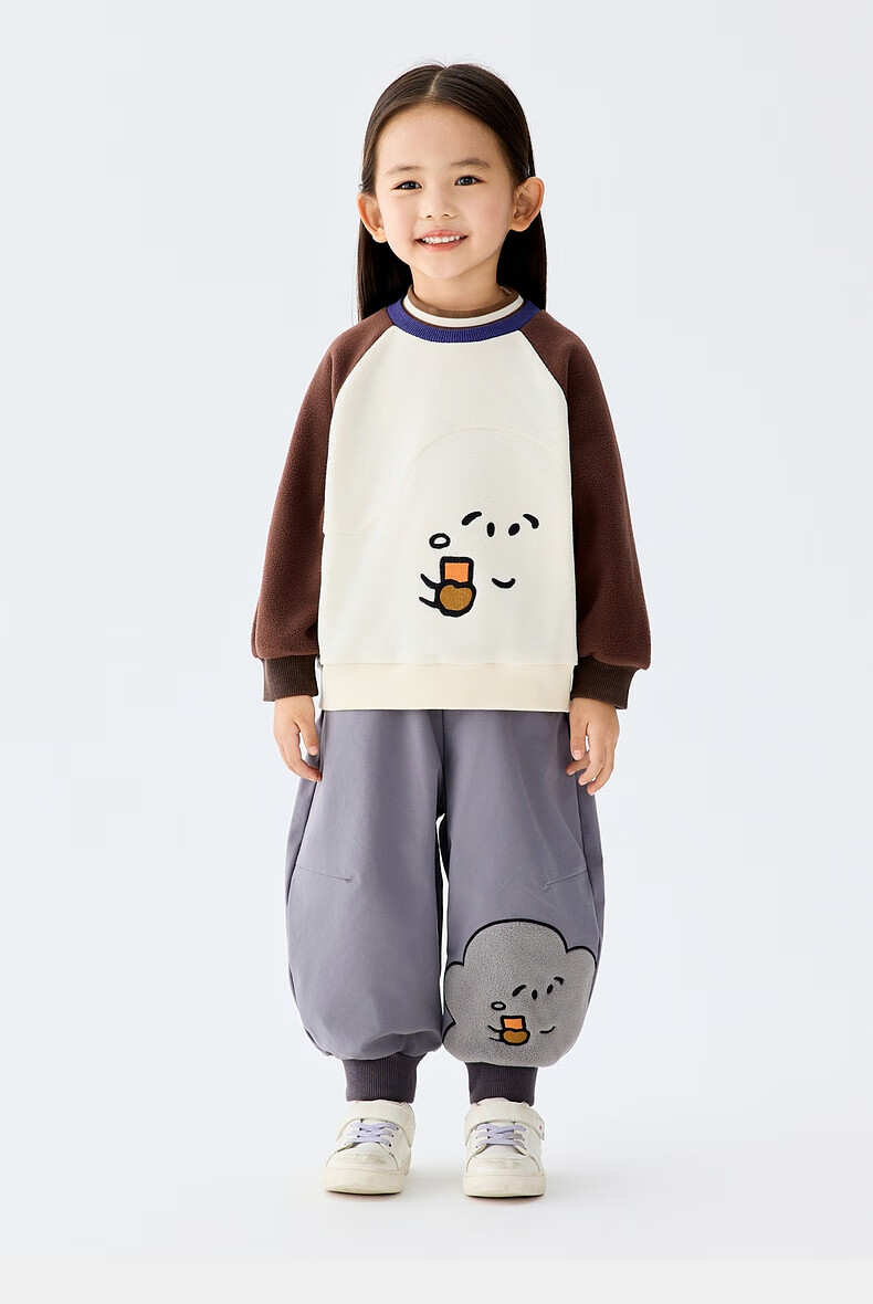 M.Latin Children's Sweatshirt, Winter 2025 New Style, Girls' Toddler Fleece Semi-Turtleneck, Contrasting Color Round Neck Sweatshirt 7