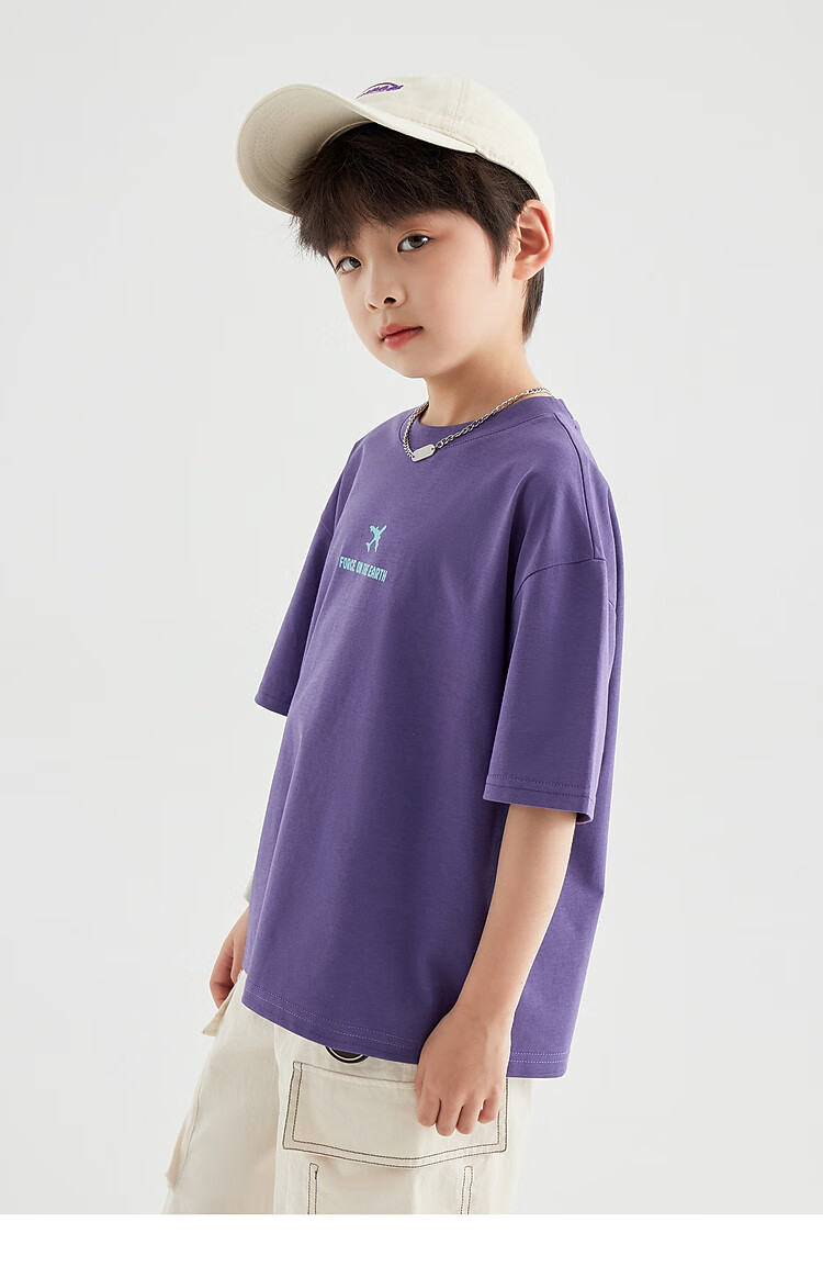 Duoduo Home [Earth Print] Boys' Short Sleeve 2026 Summer Comfortable Cool Loose Fit Casual T-Shirt for Kids 21