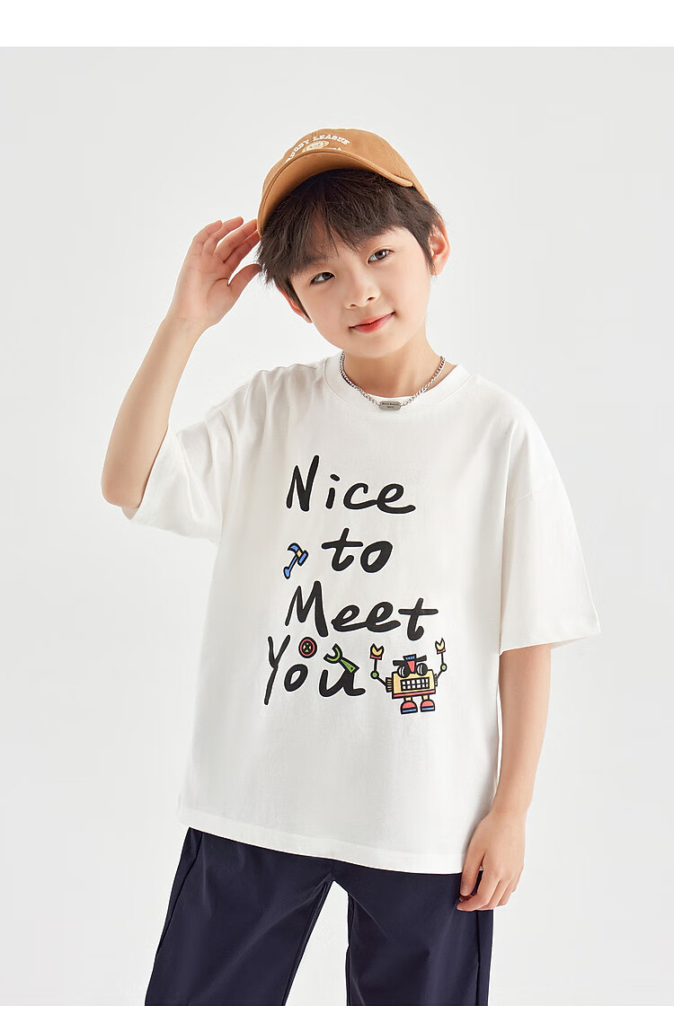 Duoduo Home [Skin-friendly Cooling, Breathable] Boys' T-Shirt 2026 Summer Children's Comfortable Cotton Loose Fit Crew Neck Short Sleeve 3