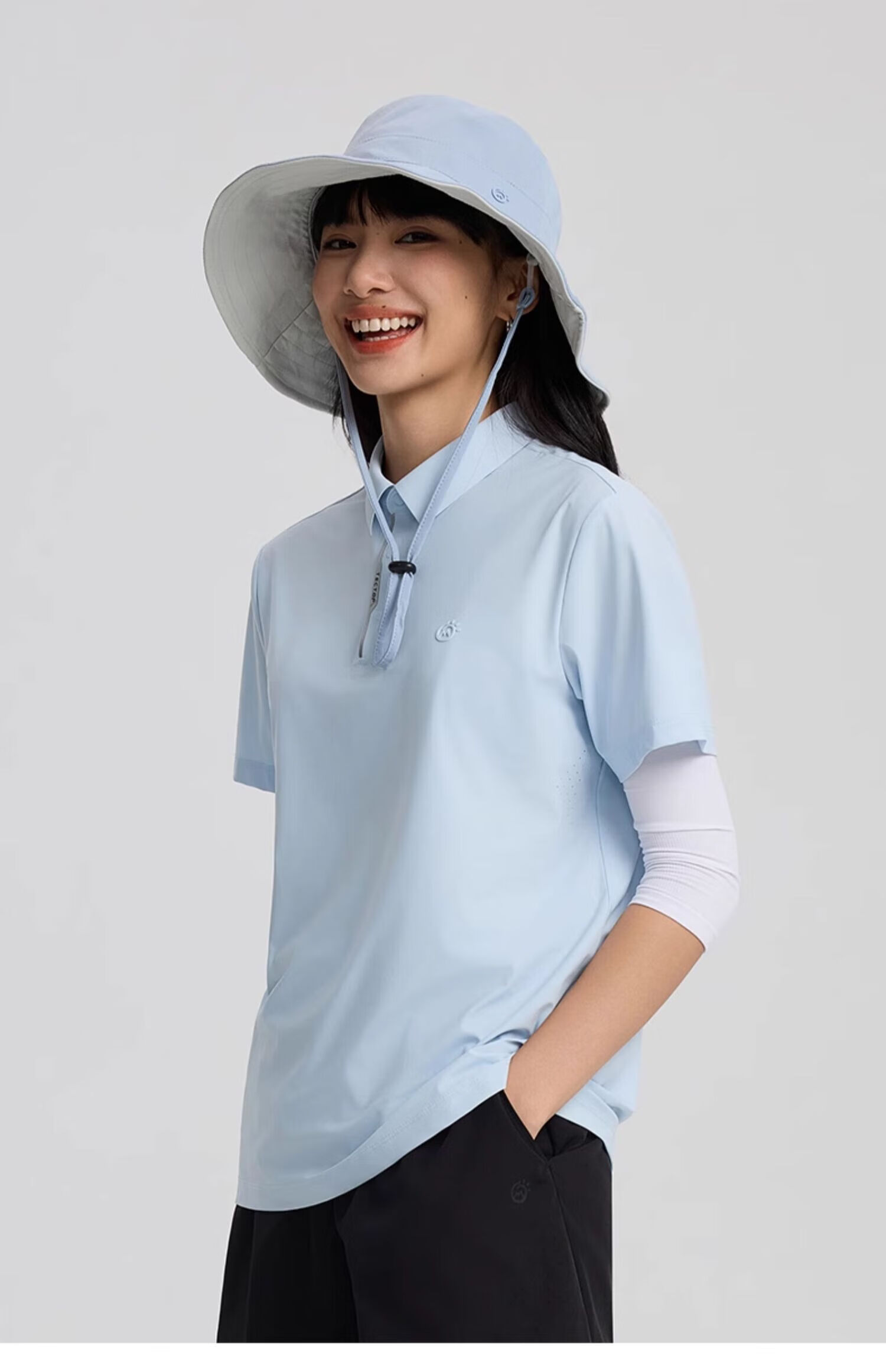 TECTOP Women's Dawn Gray Quick-Dry Short Sleeve Polo Shirt Summer Sun Protection Ice Silk Cooling S 35