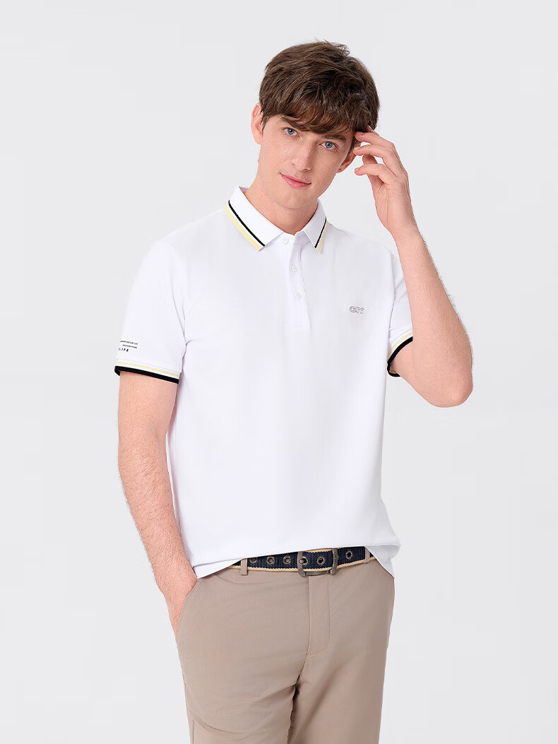 Goldlion GY [Cool Touch] Men's Polo Shirt, Short Sleeve, Summer New Style, Casual Versatile Collared T-Shirt, White, XL 6