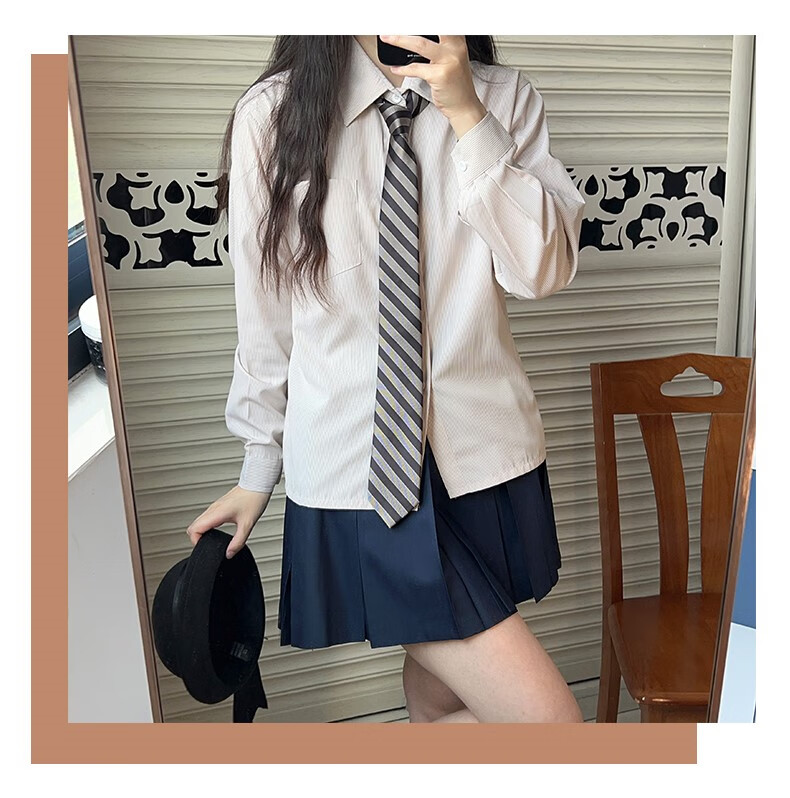 la chapelle homme 拉夏贝尔la布丁熊原创jk衬衫长袖女制服套装条纹