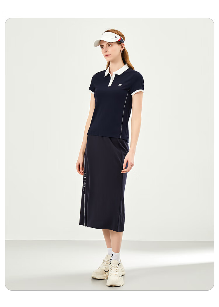 ELLE ACTIVE Fashion Slimming Color-Block Polo Shirt for Women Summer Short Sleeve Slim Fit Sports Casual Top Blue M 13
