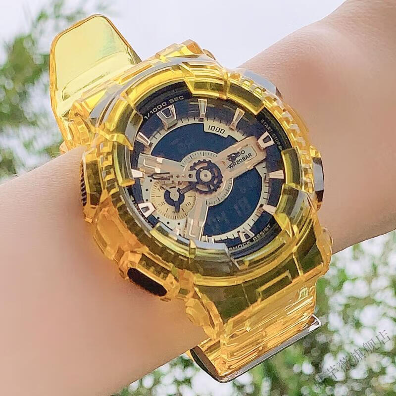 适配卡西欧冰川冰韧ga110gshock透明手表带表壳硅胶橡胶100/120gd 蓝