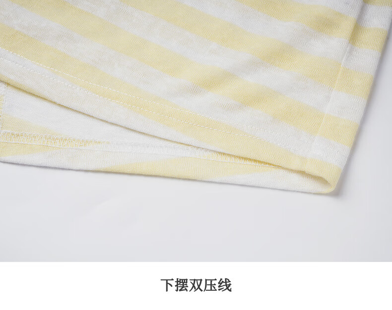 Oulain Round Neck Top Women's Clothing, Autumn New Style, Yellow Striped Pullover Long-Sleeve T-Shirt, Light Yellow, M 13
