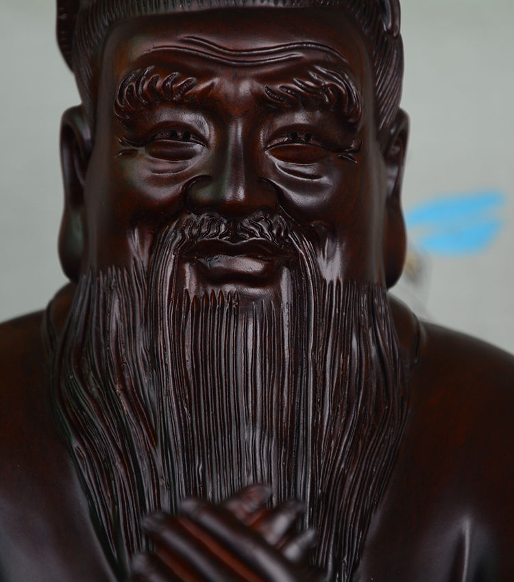 匠令黑檀木雕孔子摆件雕像实木万世师表孔圣人红木工艺品教育办公饰品