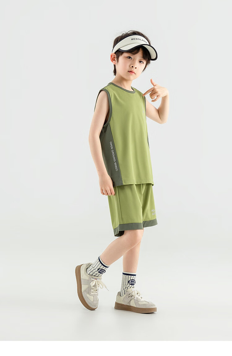 Duoduojia [Smooth And Skin-Friendly] Boys' Running Sports Set, Summer Fitness Training Children's Vest Shorts, Breathable Two-Piece 23