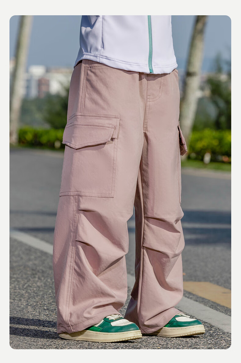 BANDOCIN Girls' Autumn Cargo Pants, Stylish 2025 New Children's Spring And Autumn Sports Trousers, Trendy, Misty Pink, Size 170 3