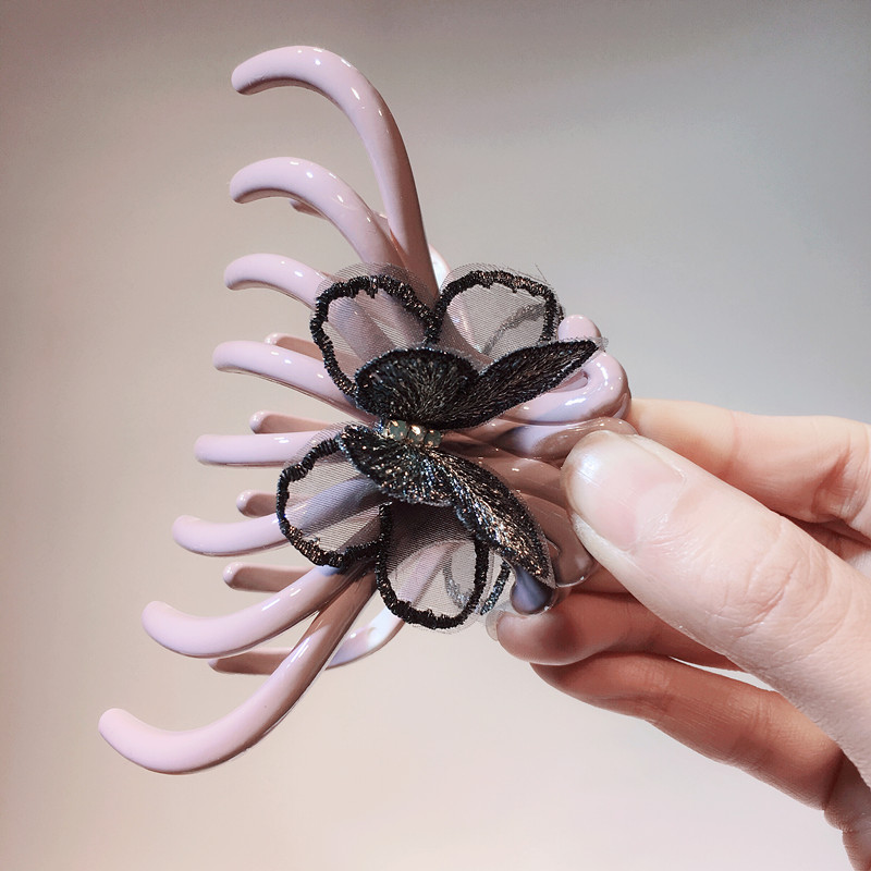 兮小狸亚克力蝴蝶大抓夹韩版水钻妈妈盘发发夹洗澡发抓卡子马尾头夹女