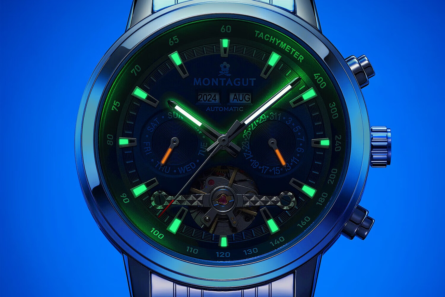 MONTAGUT Men's Skeleton Automatic Mechanical Watch Business Casual Multifunctional Men's Watch Spring Festival Gift 15