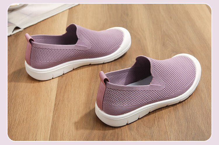 EGCHI Women's Casual Shoes Foot Power Mom Shoes Walking Shoes Soft Sole Slip-On Middle-Aged Women's Shoes N2803 Purple Size 38 8