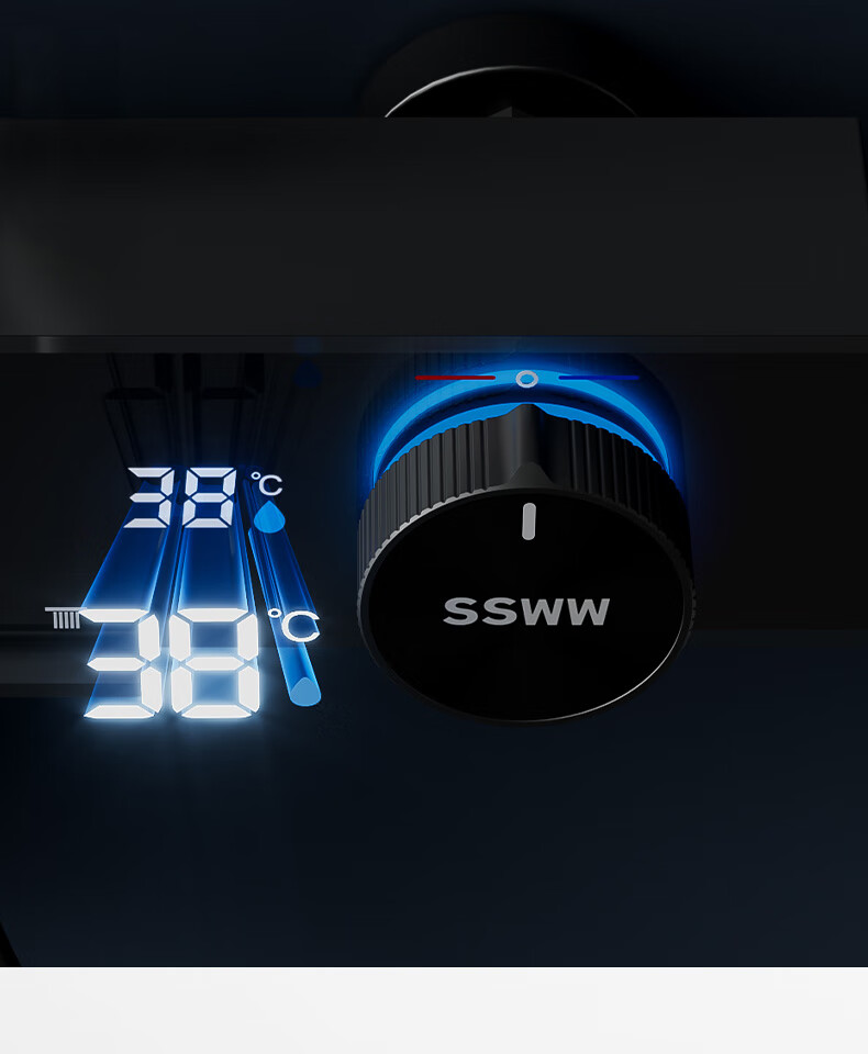 SSWW Shower Set Small Apartment Digital Display All-Copper Bathroom Split Simple Piano Key Pressurized Shower TS9 8
