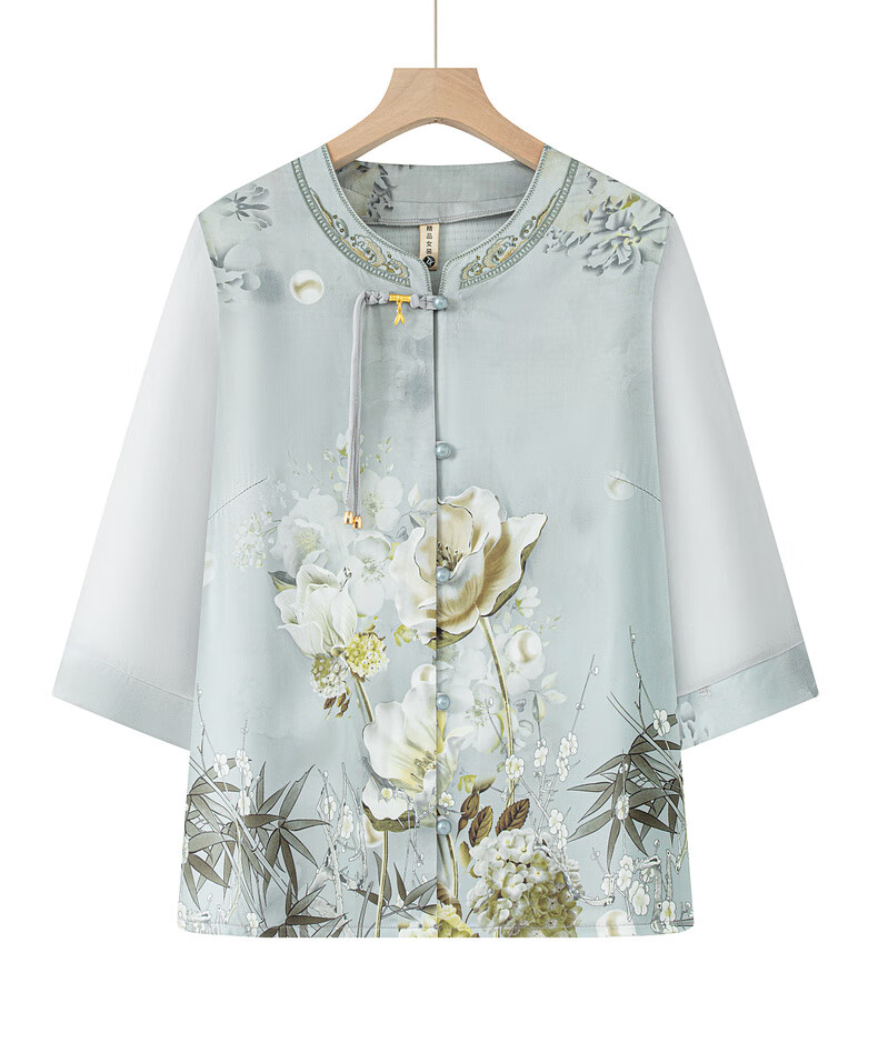 Fengxiao Mom's Summer 2026 New Shirt for 60-70 Year Old Middle-aged and Elderly Grandma New Chinese Style Top 10