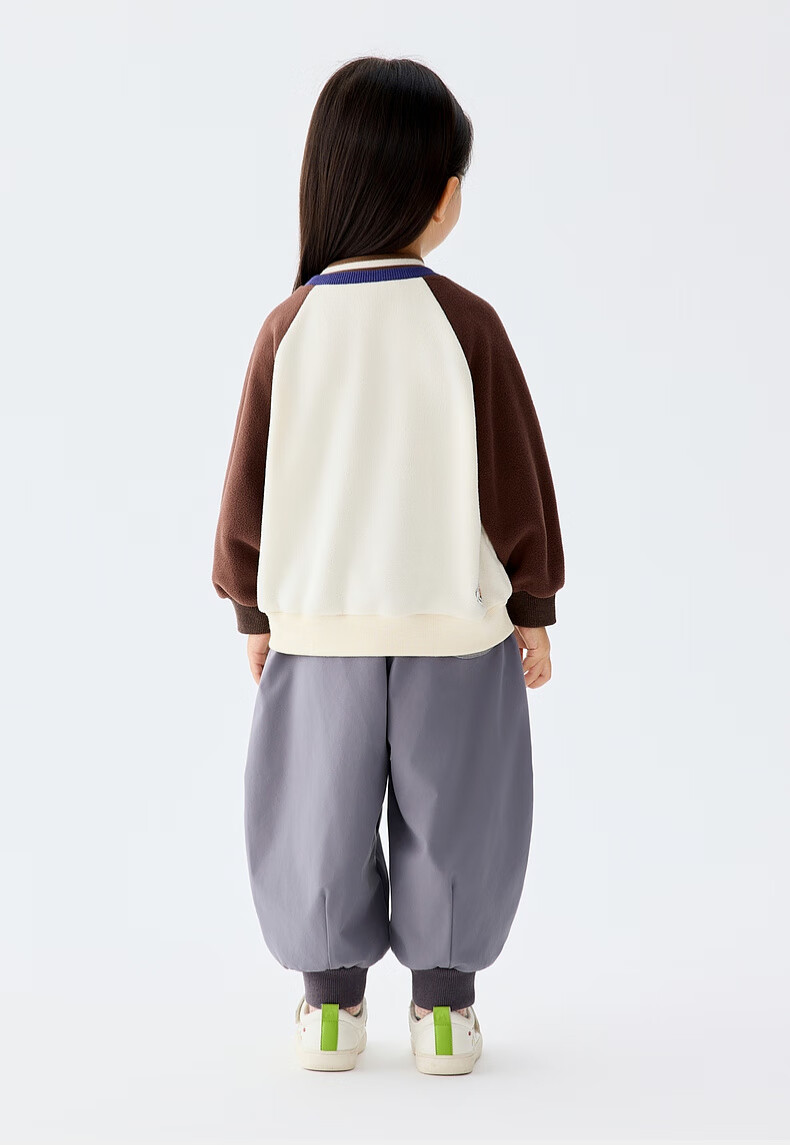 M.Latin Children's Sweatshirt, Winter 2025 New Style, Girls' Toddler Fleece Semi-Turtleneck, Contrasting Color Round Neck Sweatshirt 6