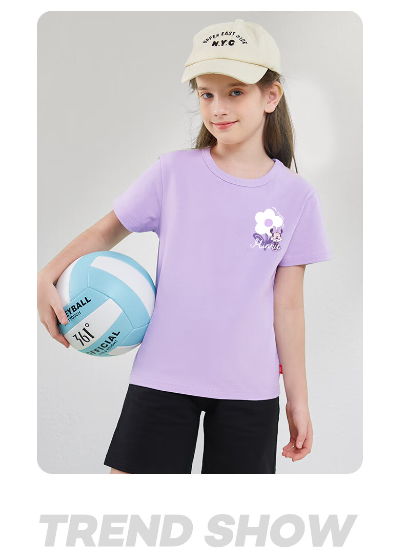 Disney Kids Sportswear 2026 Summer New Comfortable Cotton Girls Short Sleeve T-Shirt Loose Boys Summer Outfit 14