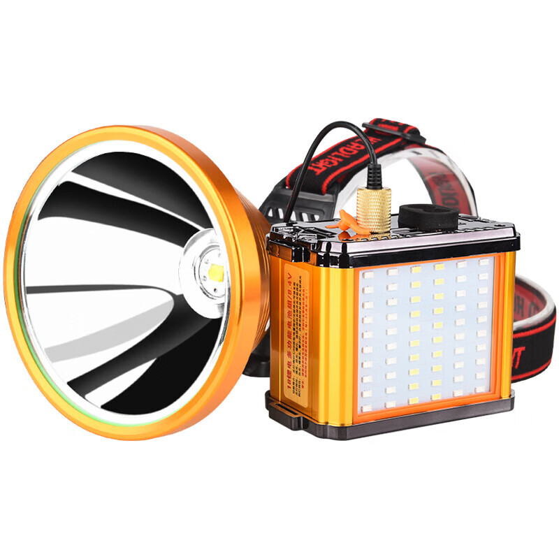 日本进口头灯强光充电亮黄光长续航大功率野鸡 p70强光18锂电黄光)