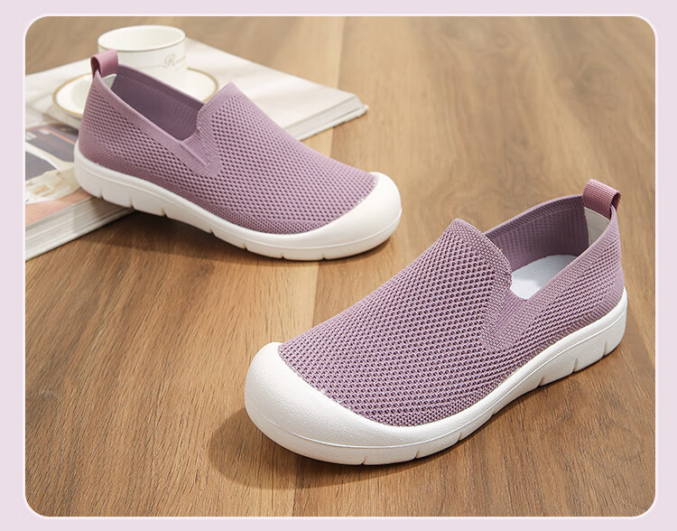 EGCHI Women's Casual Shoes Foot Power Mom Shoes Walking Shoes Soft Sole Slip-On Middle-Aged Women's Shoes N2803 Purple Size 38 6