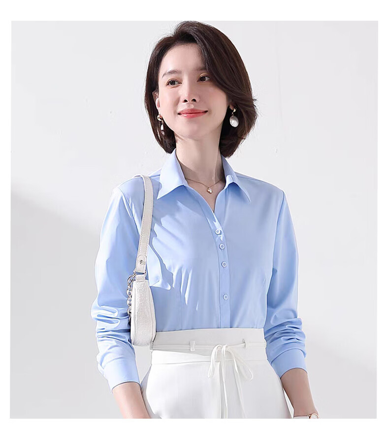 Romon Slim Fit Simple Summer Women's Shirt Casual Breathable Solid Color Short Sleeve White M 23
