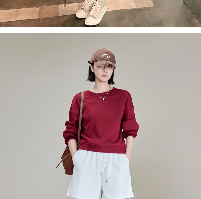 MEIYANG Bailing Shorts, Three-Line Sweatshirt Terry Texture A-Line Casual Pants, Beige, M 25