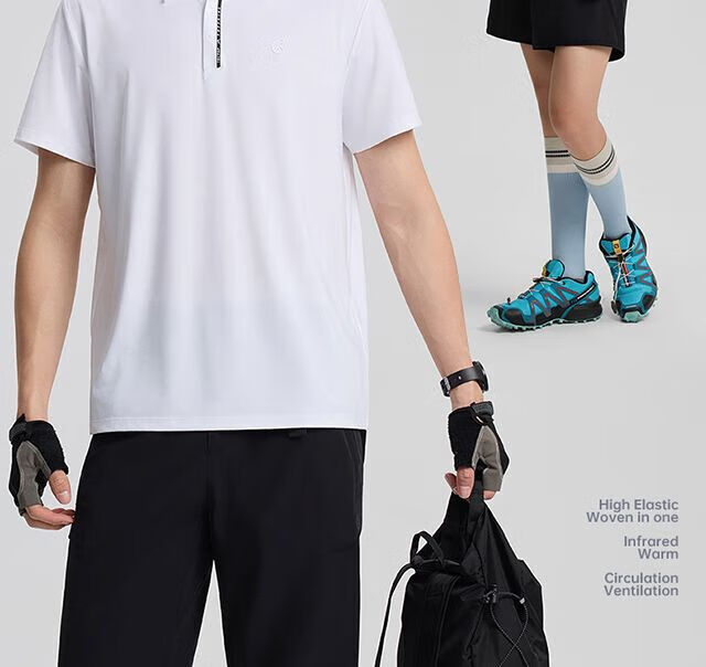 TECTOP Men's Breathable Outdoor Sports Ice Silk Cooling Polo T-Shirt Short Sleeve Cloud Ink Black XL 3
