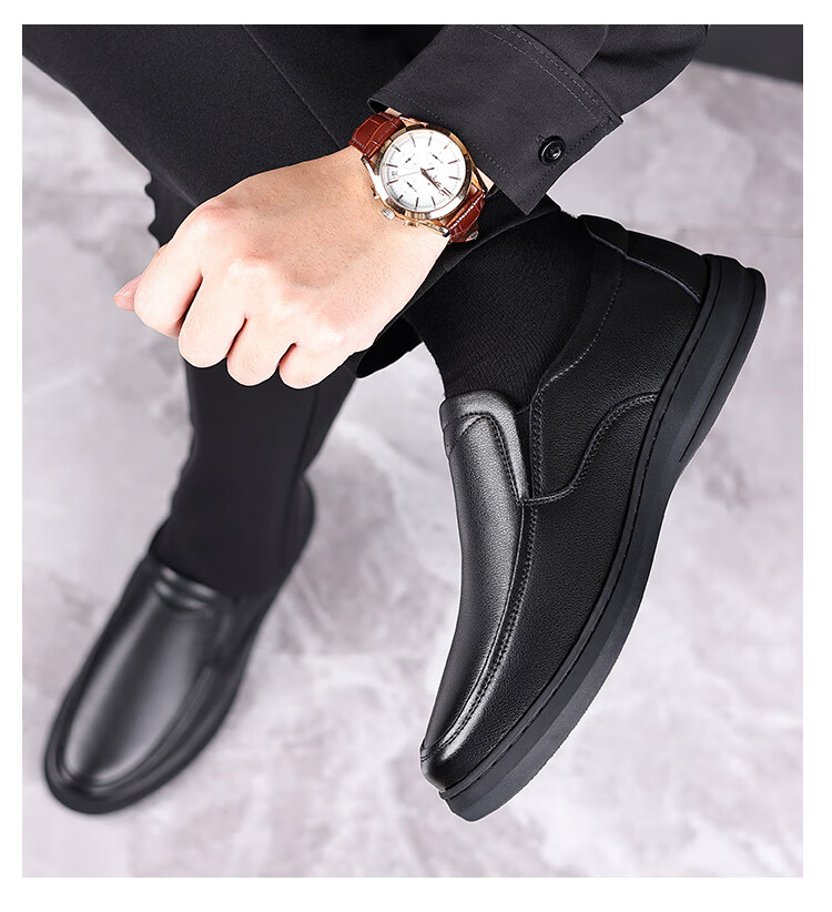Hengyuanxiang Men's Slip-On Business Casual Breathable Driving Loafers J1628 Black 44 14